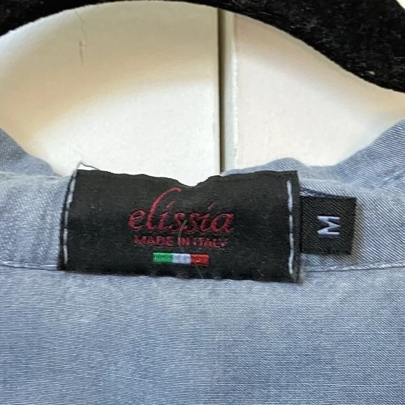 Elissia Fairyland Cotton Blend Washed Denim Look Oversize Popover Shirt - Picture 2 of 6